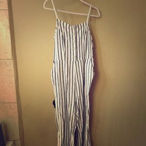 Striped white and grey jumpsuit